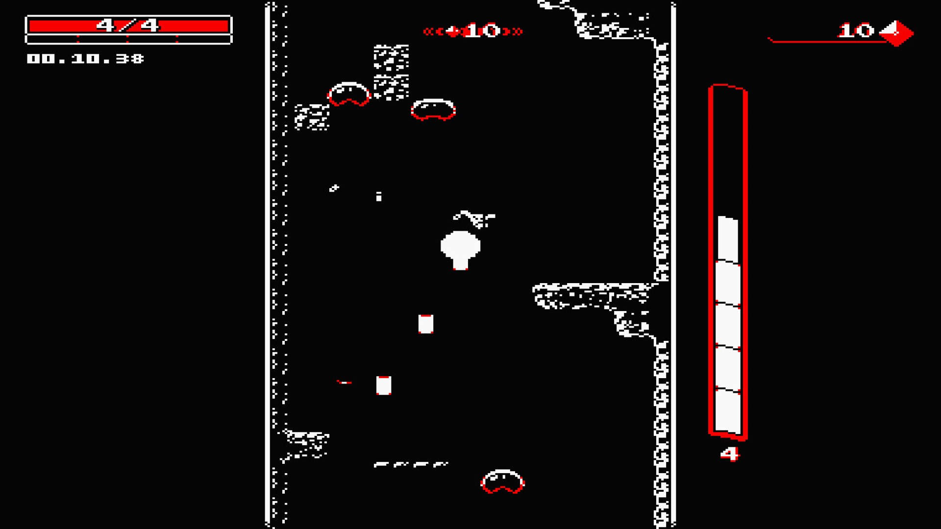 Лучшие игры для Android: Даунвелл. Изображение показывает продвижение через темный туннель.