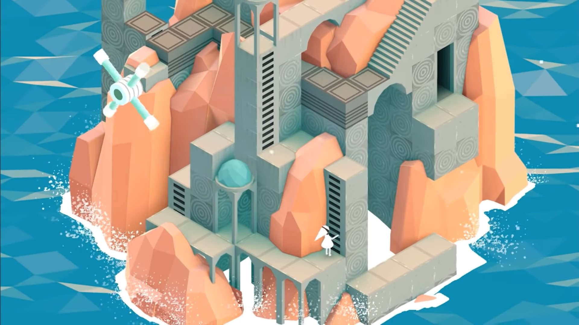Best Android games: Monument Valley. Image shows an island at sea.