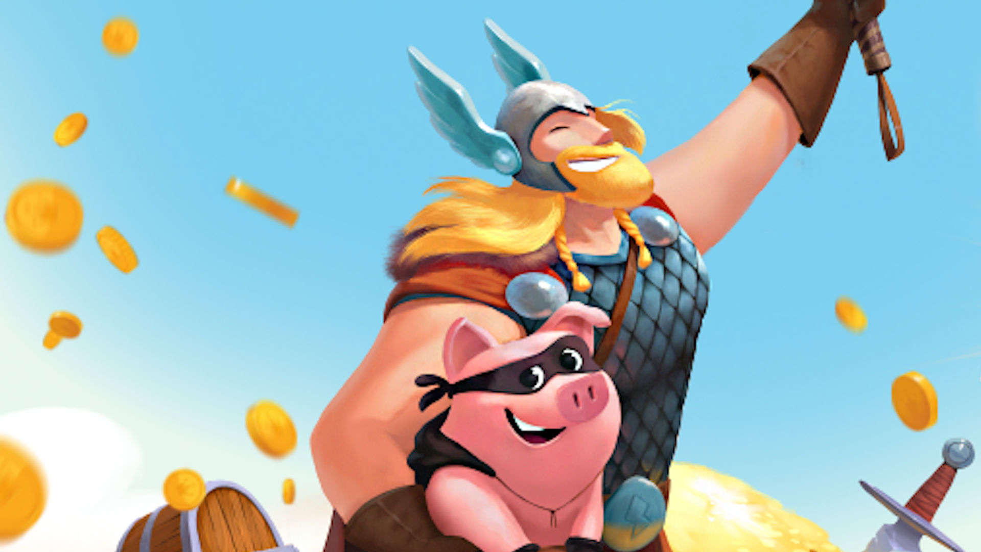 Best iOS games: Coin Master. Image shows a man holding a pig.
