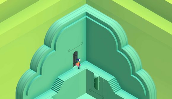 Best iOS games: Monument Valley. Image shows a strangely designed building.