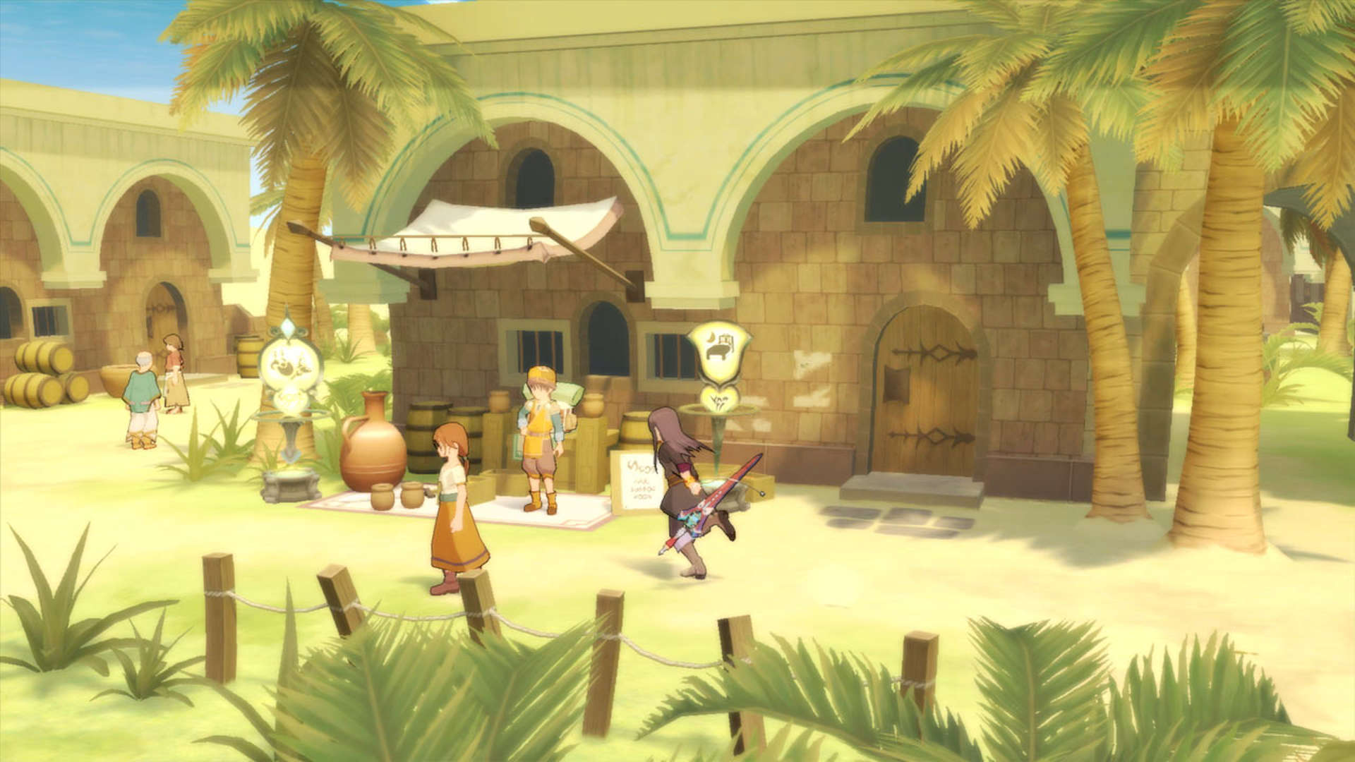 Best Switch RPGs - A long haired character runs through a town covered in sand