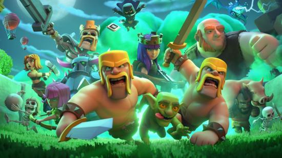 Character art from Clash of Clans, featuring burly mean with swords, available in the Clash of Clans update.