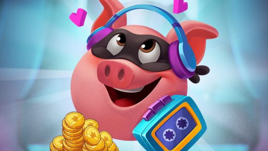 Custom image for Coin Master free coins guide with a picture of the pig alongside some golden in-game coins