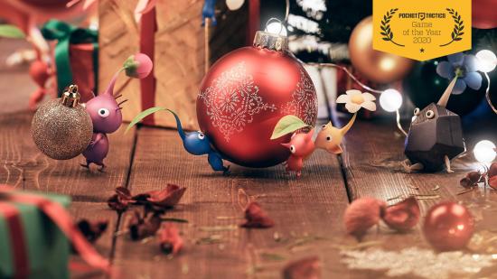 Pikmin carrying Christmas ornaments