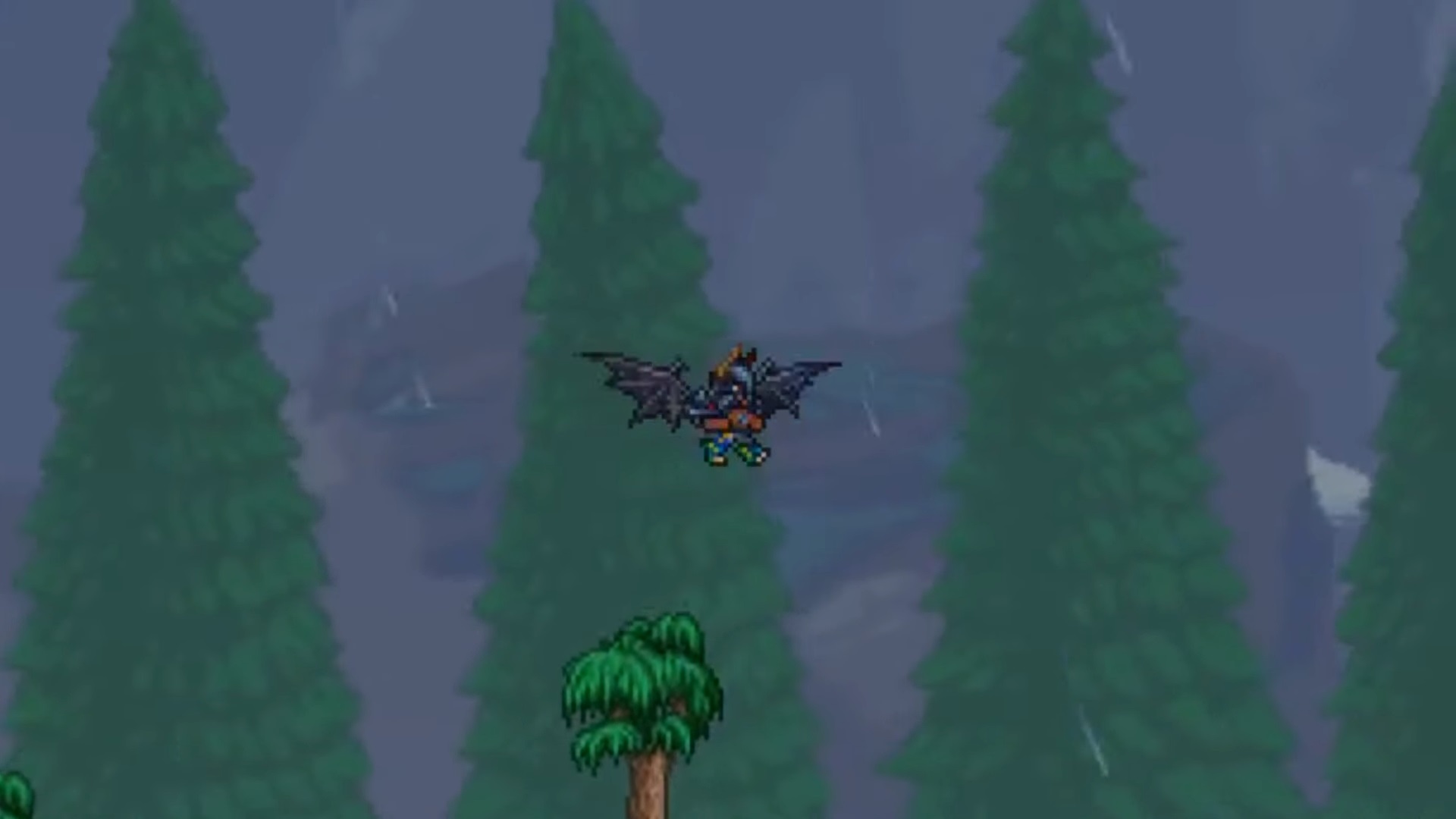 The FoodBarbarian's Tattered Dragon Terraria wings in action