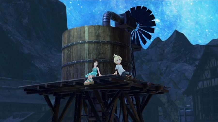 Final Fantasy Ever Crisis release date - Tifa and Cloud talking next to a well