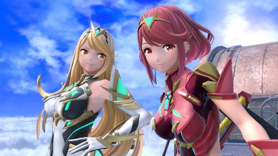 Super Smash Bros Ultimate tier list - Mythra and Pyra looking into the camera