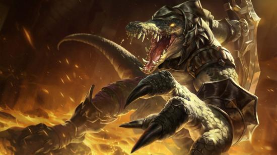 Wild Rift's Renekton looking really angry and attacking the camera