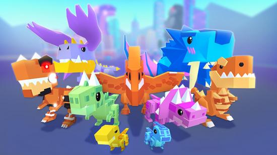 A group of brightly coloured dinosaurs