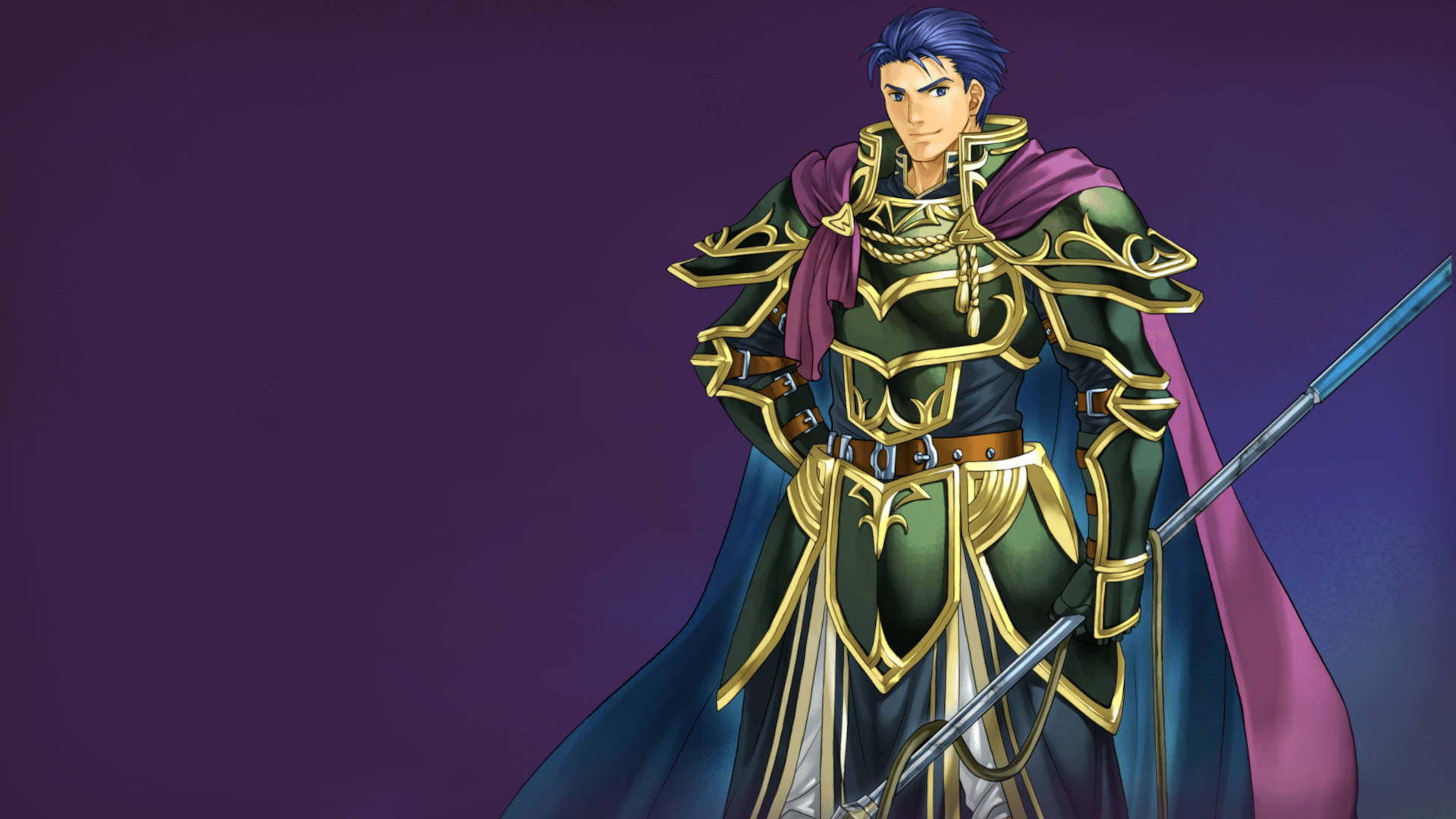 Fire Emblem Heroes character Brave Hector, with his hand on his hip and the other on his sword