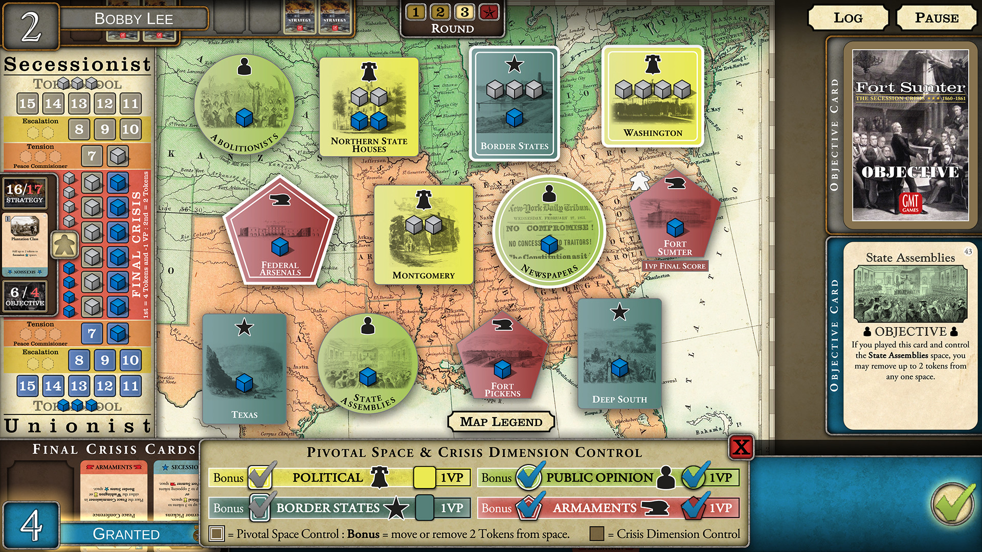 Un tablero de juego de Fort Sumter