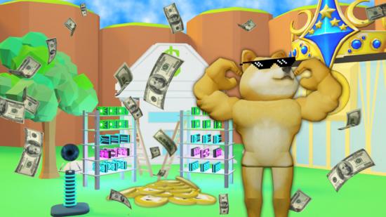 Doge chilling in Dogecoin Mining Tycoon