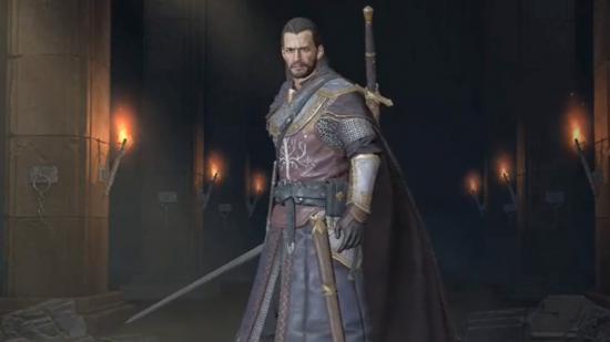 A ranger standing with his sword in hand