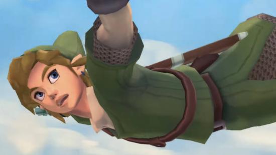 Link falls through the clouds looking confused