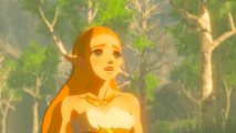 Breath of the Wild's Zelda with light shining onto her face
