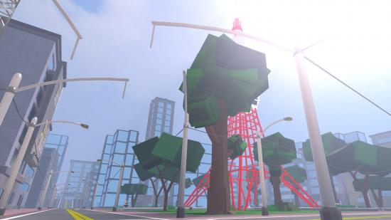 A tree and a tall building in Ro-Punch Man