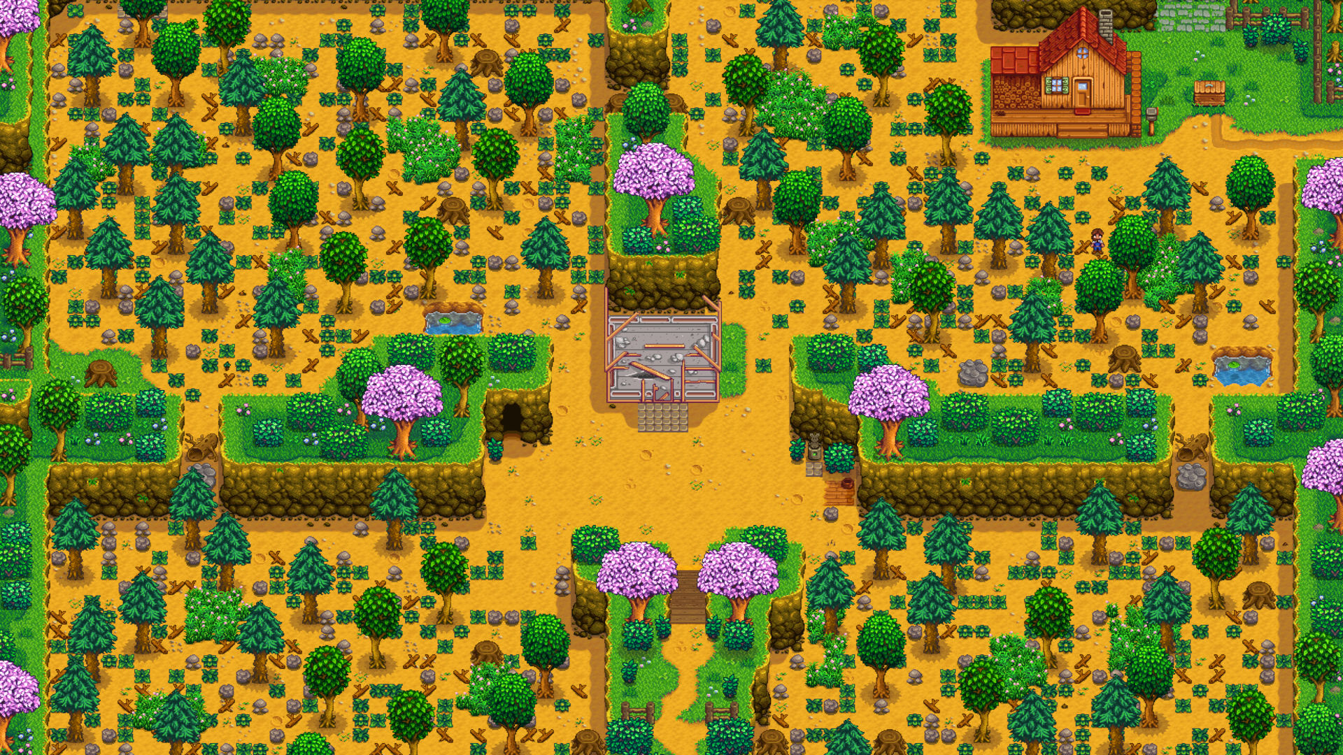 A shot of the Stardew Valley four corners map