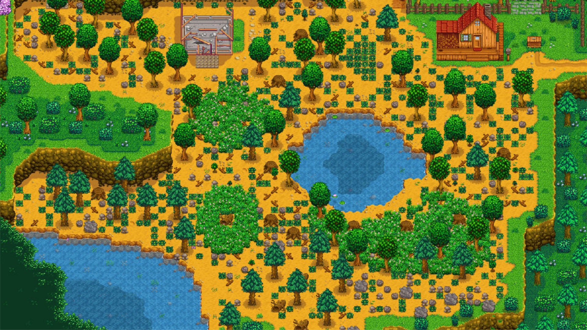 A view of the Stardew Valley wilderness map