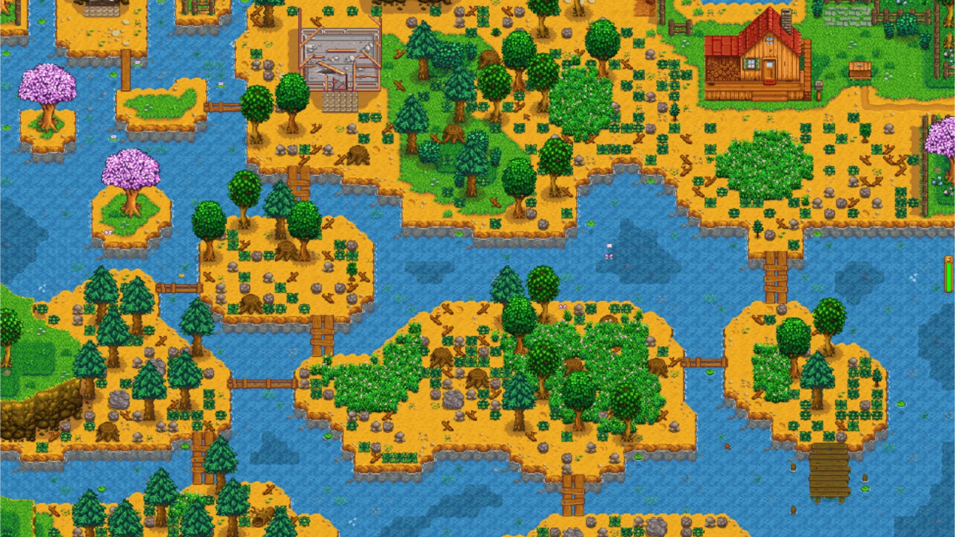 A view of Stardew Valley's river map