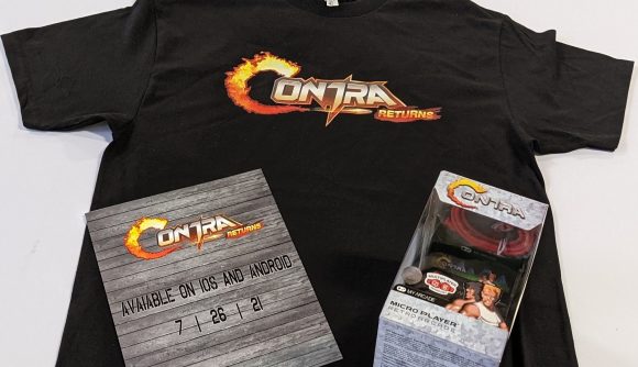 A Contra Returns t-shirt and arcade machine