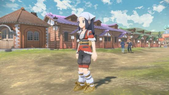 The female protagonist of Pokémon Legends: Arceus is pictured wearing the special Hasuian Growlithe kimono