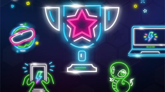 A neon cup with a star in the middle of it