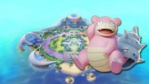 Pokémon Unite Slowbro over an arena background