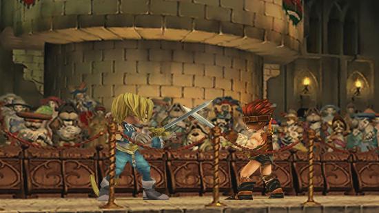 Best android games: Final Fantasy IX. Image shows two characters having a sword fight