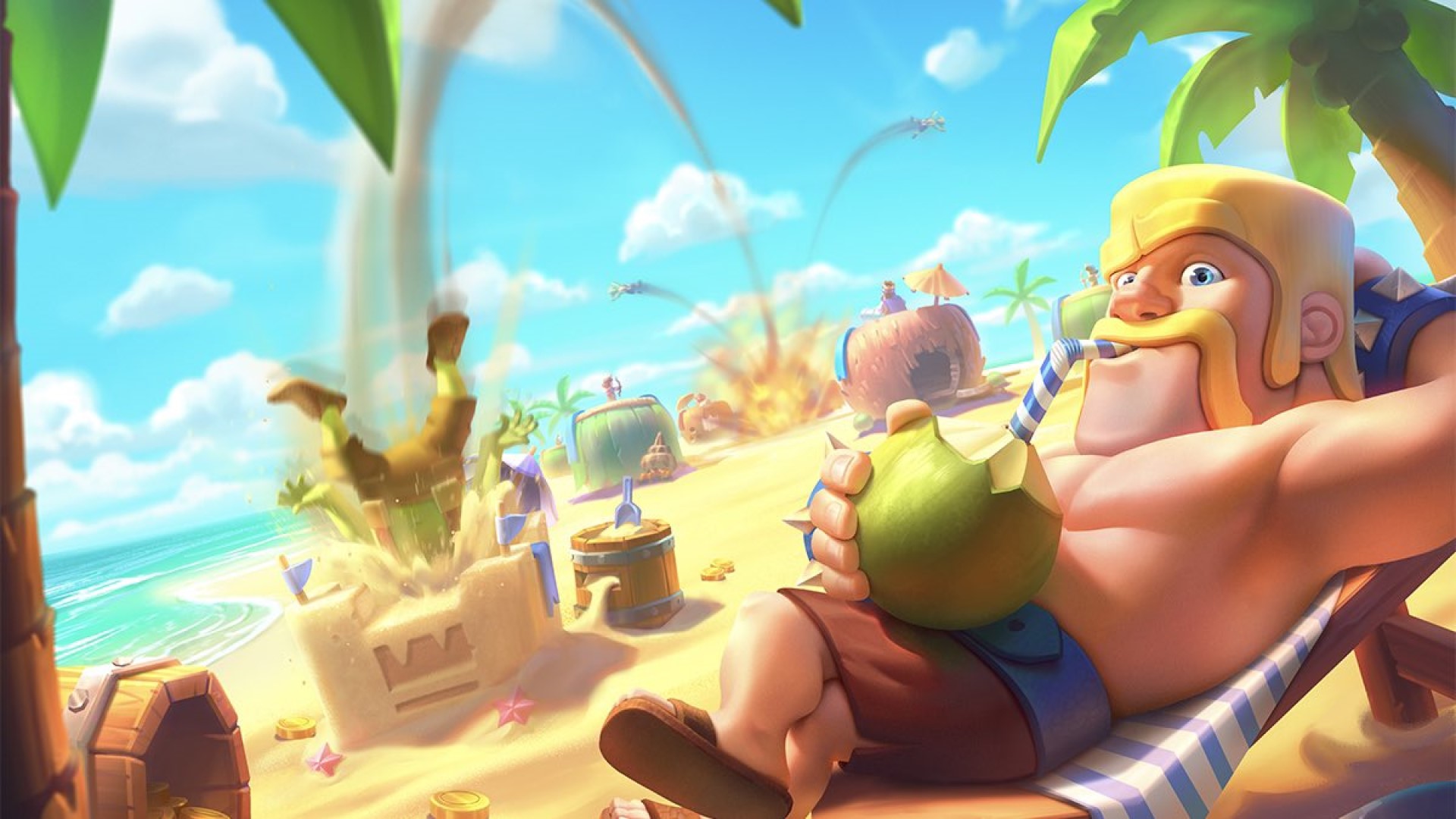 أفضل ألعاب الهاتف المحمول: Clash Royale. تظهر الصورة رجل حمامات الشمس على الشاطئ