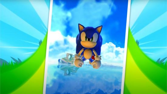 Sonic Dash downloads: Sonic flying through the air