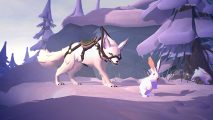 Albion Online snow fox looking at a white rabbit