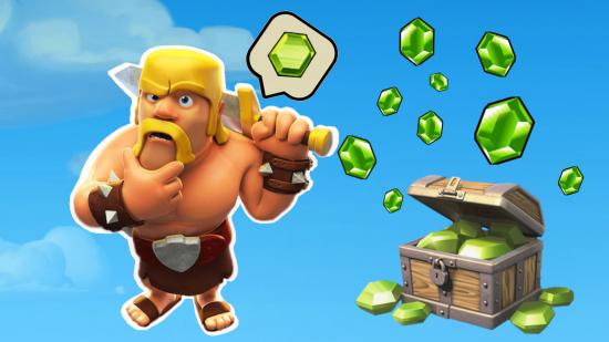 Clash of Clans cheats; barbarian thinking about gems