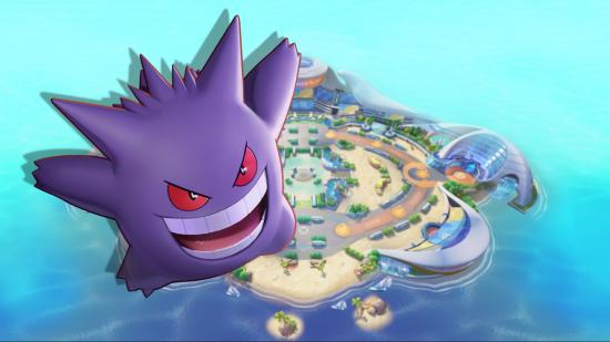 Pokémon Unite Gengar over an arena background
