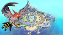 Pokémon Unite Talonflame over an arena background