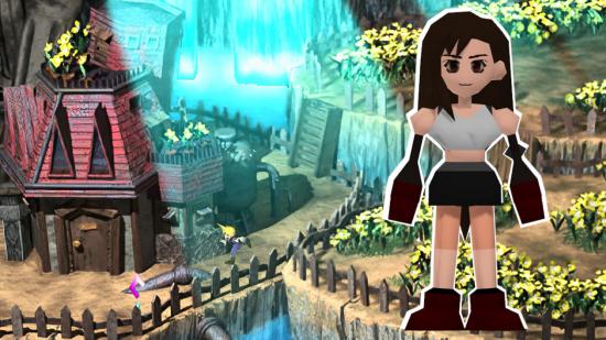 Tifa in front of a house and flowers