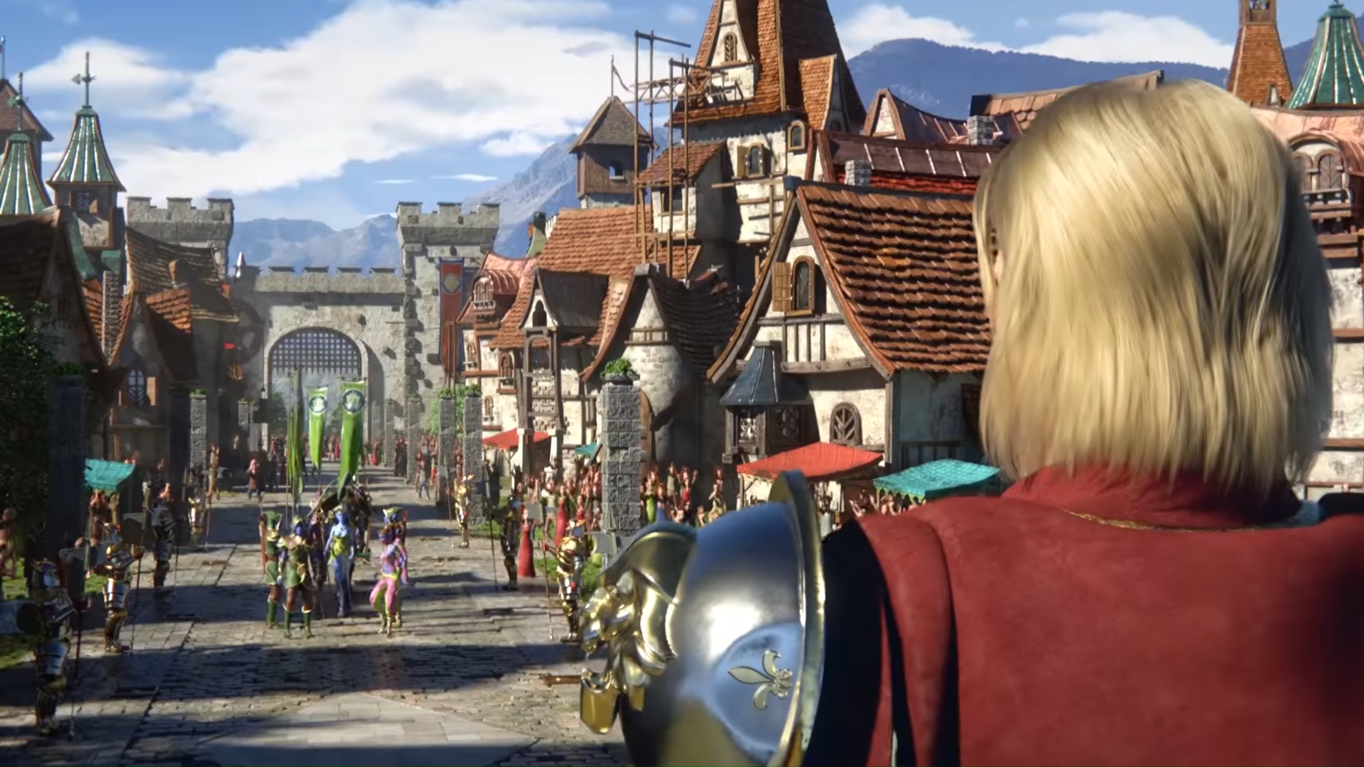 Beste mobile strategispill: Elvenar. Bildet viser en blondhåret mann som ser ut på en by
