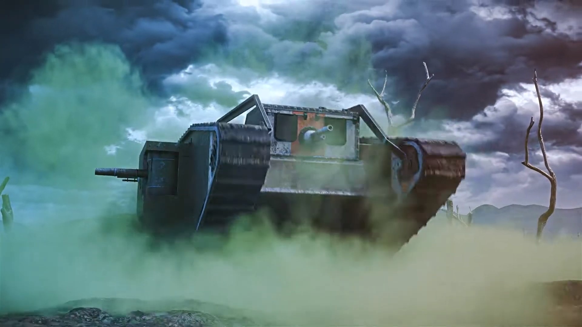 Game Perang Seluler Terbaik: Supremasi 1. Gambar menunjukkan tank bergulir bersama