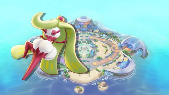 Pokémon Unite Tsareena on an arena background