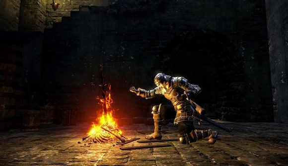 A Dark Souls bonfire with a chosen undead resting there