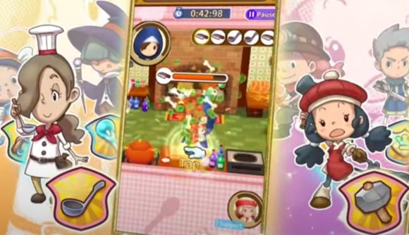 Two characters either side of gameplay