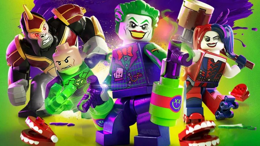 Lego DC Super Villains the Joker, Gorilla Grodd, and Harley Quinn