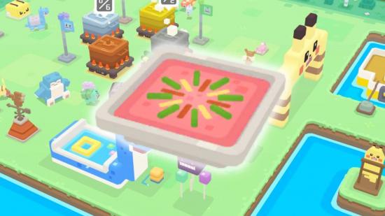 A recipe is featured in front of key art from Pokémon Quest