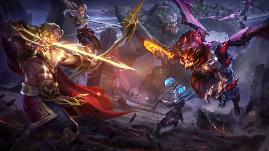 Art for Arena of Valor featuring characters in fantastical battle.