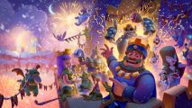 Clash Royale characters celebrating new years