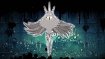 The Radiance - the Hollow Knight boss, is visible against a mossy green background area from Hollow Knight