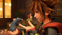Sora from Kingdom Hearts holds Remy in his hand