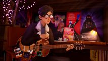 Francis Vendetti and his guitar, the protagonist coming to Nintendo Switch on The Artful Escape release date