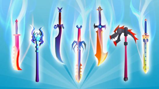Various weapons for the Weapon Fighting Simulator Roblox game