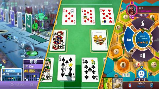 best switch board games: screenshots show three different board games being played