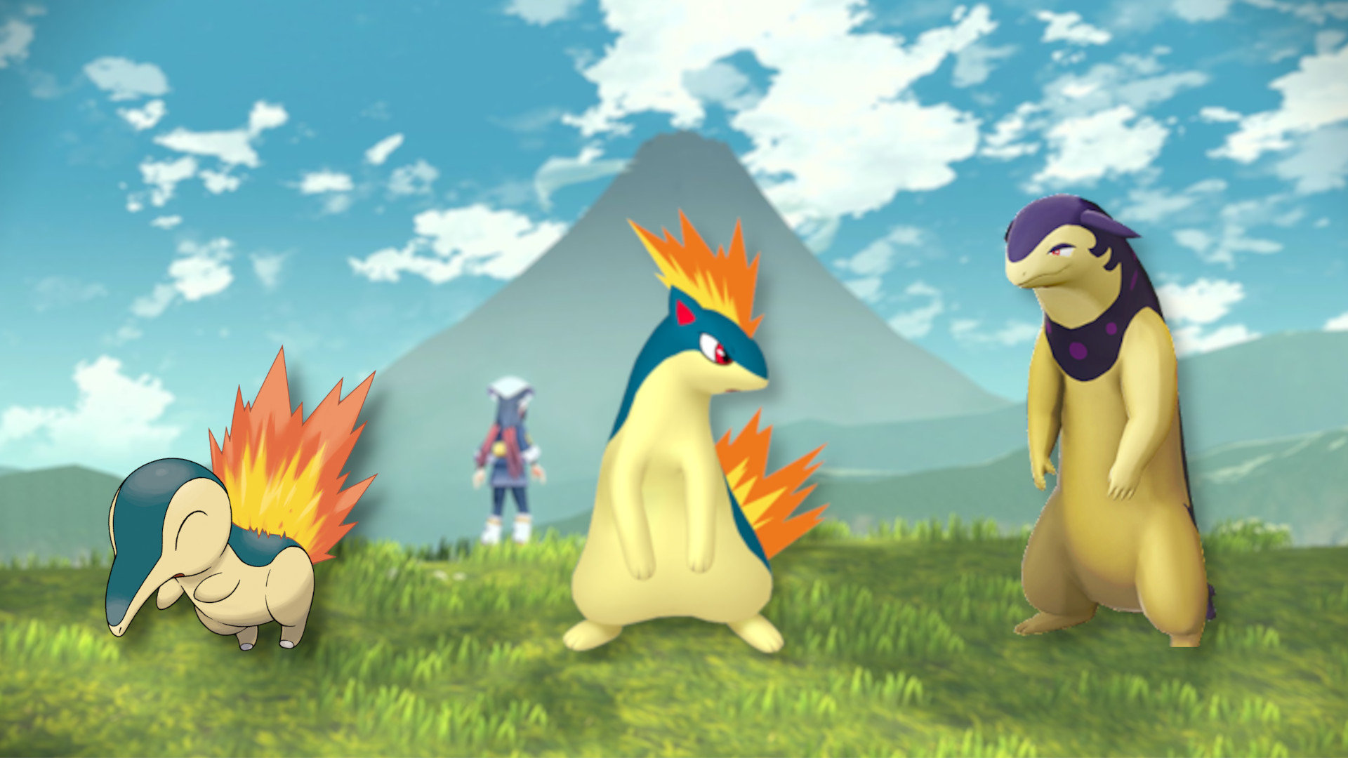 The evolution of Cyndaquil into Quilava and then Hisuian Typhlosion in Pokemon Legends Arceus.